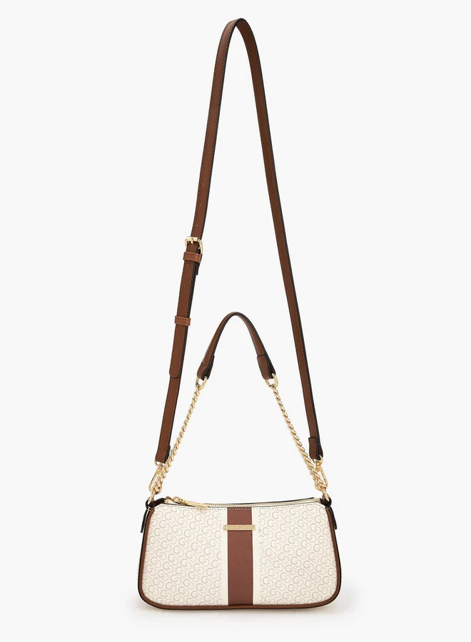 سيليست Monogram Print Shoulder Bag With Zip Closure